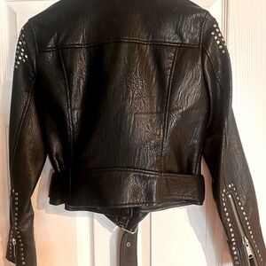 PISTOLA TRACY Studded Moto Cropped Faux Leather Jacket ,size Small